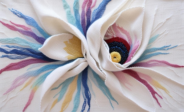Modern embroidered floral motif