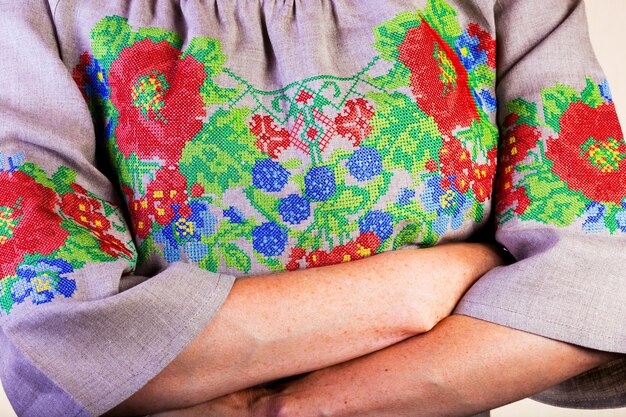 Traditional embroidered blouse detail